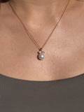 Sparkling Bow & Pearl Drop Pendant Necklace