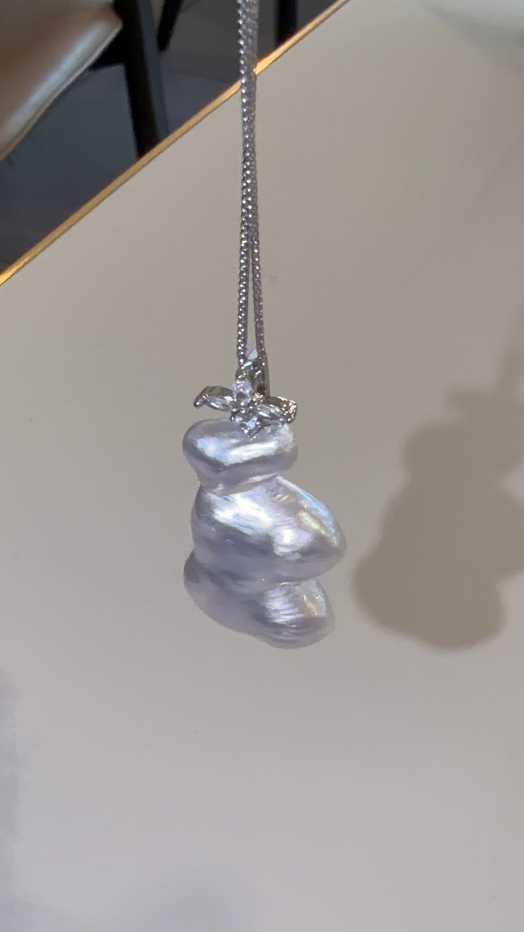 One-of-a-Kind Tiered Baroque Pearl Necklace with Sparkling Detail