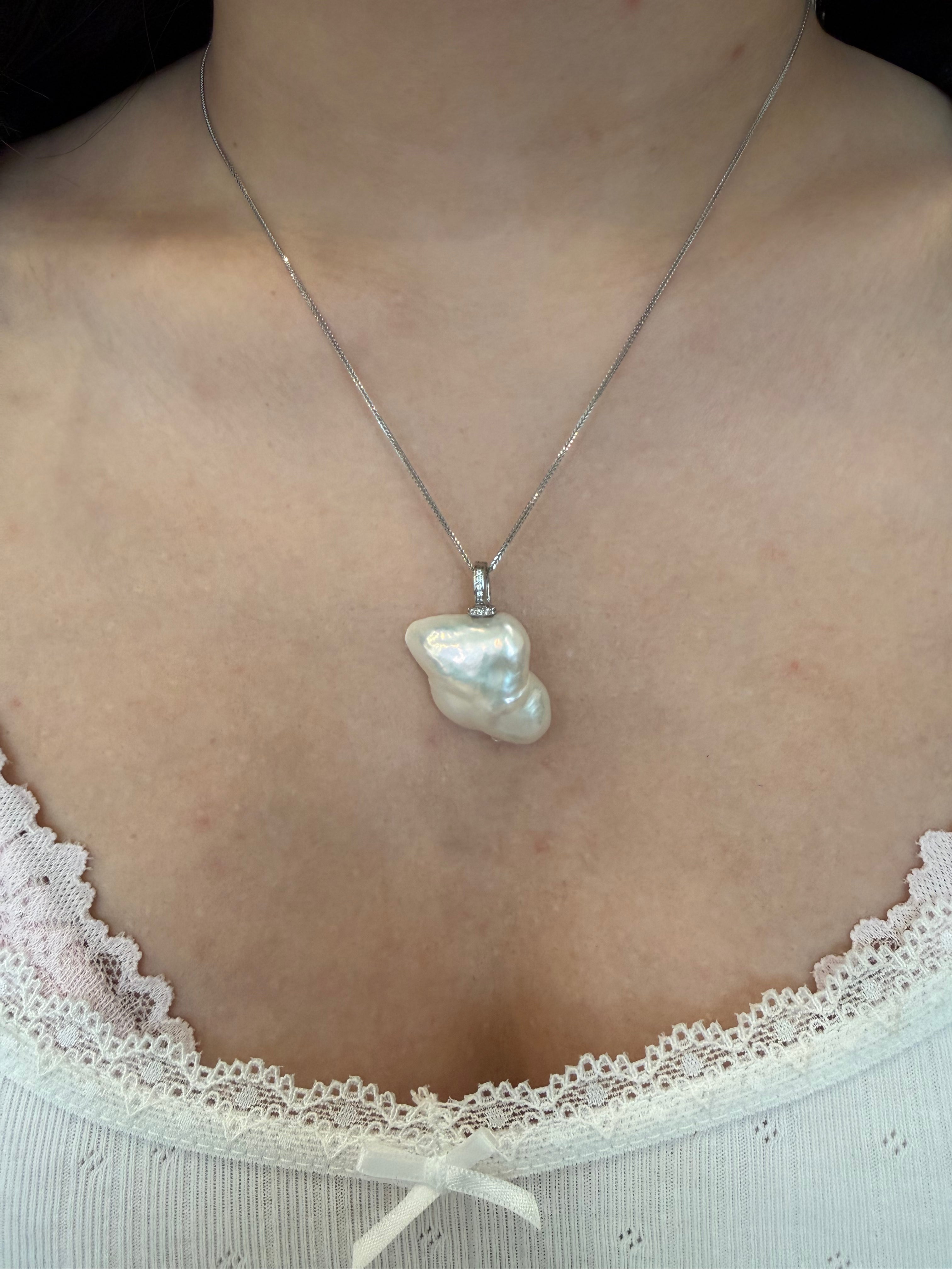 One-of-a-Kind Freeform Baroque Pearl Pendant Necklace